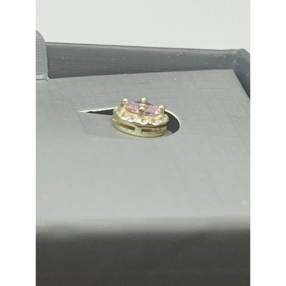 Brilliance Fine Jewelry Gold Over 925 SS Pink & Clear CZ Halo Stud Earrings